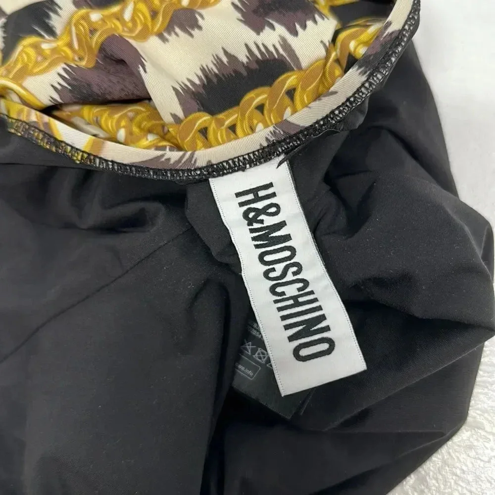 Moschino x H&M Swimsuit One Piece Bathing Suit Gold Chain Animal Black Size 8 - Picture 9 of 10